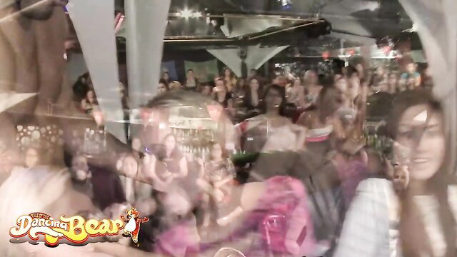 Hot girls dancing wild in club, Dancing Bear party action