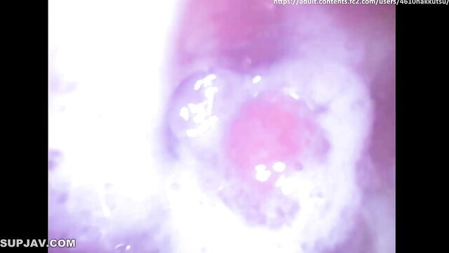 Uncensored JAV closeup vaginal cam view of pink pussy and cervix