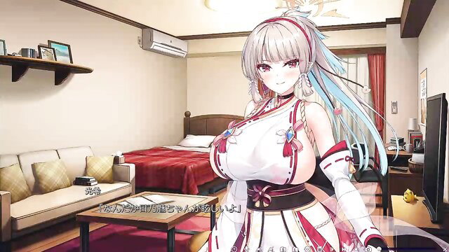 Amane Hinomi JAV Idol in Sexy White Shrine Maiden Yukata, Huge Tits Pose