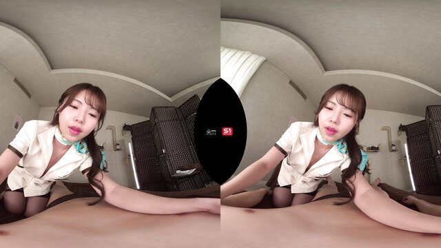 Asian nurse in stockings kneels POV VR, seductive lingerie tease