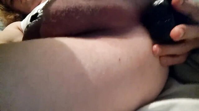 Redhead schoolgirl Harley masturbates with toy on hairy pussy closeup