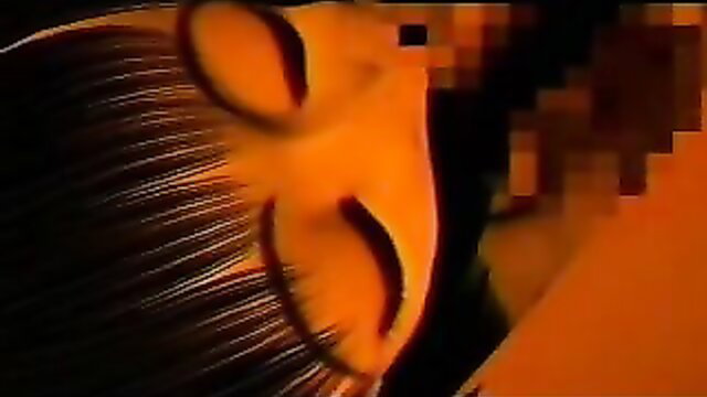 Seductive 3D hentai girl with glowing orange eyes and glossy lips close-up