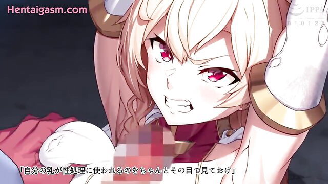 Proudia hentai anime girl with huge tits groping herself censored