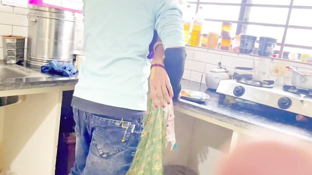 CrazyPoonam in tight jeans grabs cock in steamy amateur kitchen hookup