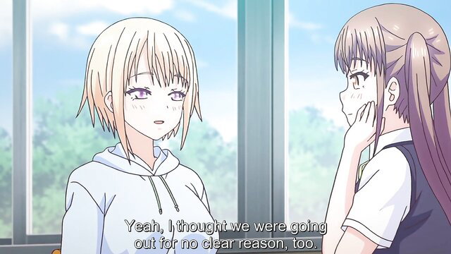 Busty blonde and brunette hentai teens chatting clothed, teasing vibe