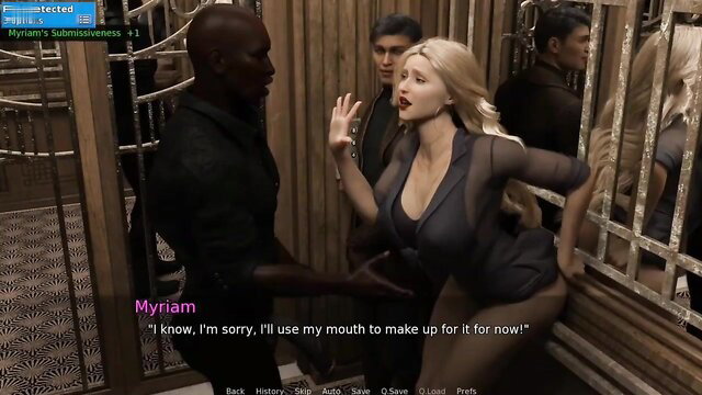 Myriam apologizing and offering oral sex