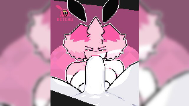 Pink bunny girl Blow Bun deepthroating cock by Ditchu