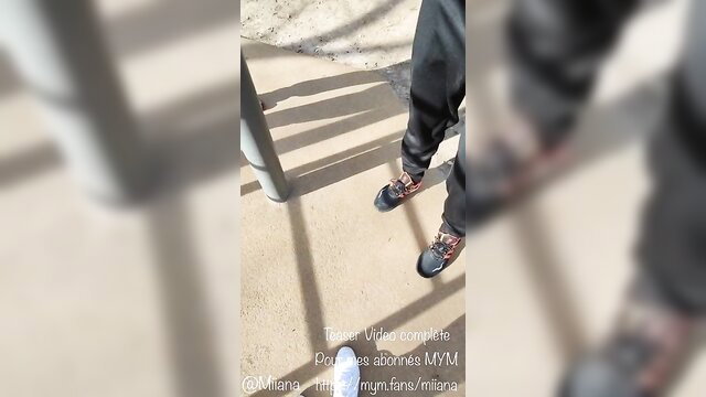 Miiana outdoor park sex with stranger POV feet view