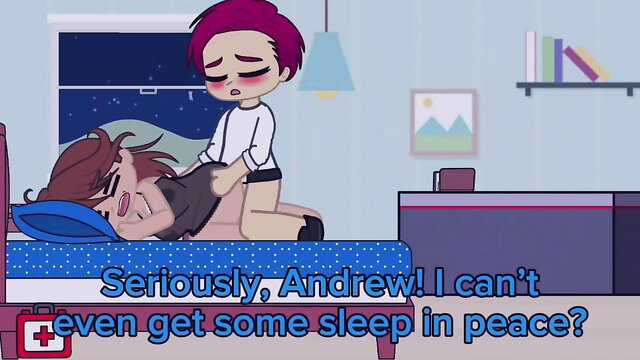 Anime girl with brown hair fucked by redhead guy from behind at night