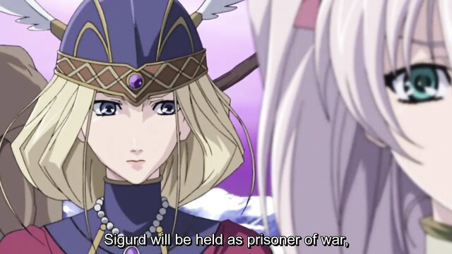 Blonde valkyrie in horned helmet declares Sigurd POW in sexy hentai
