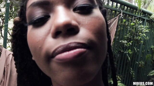 Nia Nacci closeup pouty face wet pussy tease outdoor