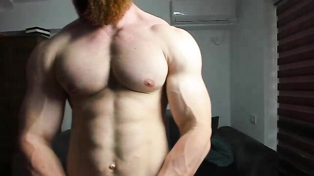 Beardy muscular ginger hunk ZkkBlitz flexing nude body