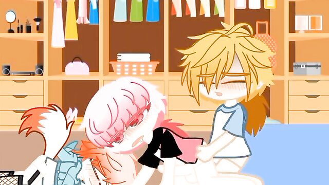Gacha gay animated boys in closet sex: pink-haired bully tamed by blond twink