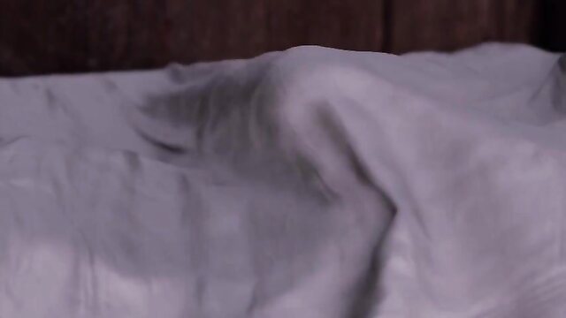 Mystery woman in sheer sheet on bed, teasing curves in erotic thumbnail