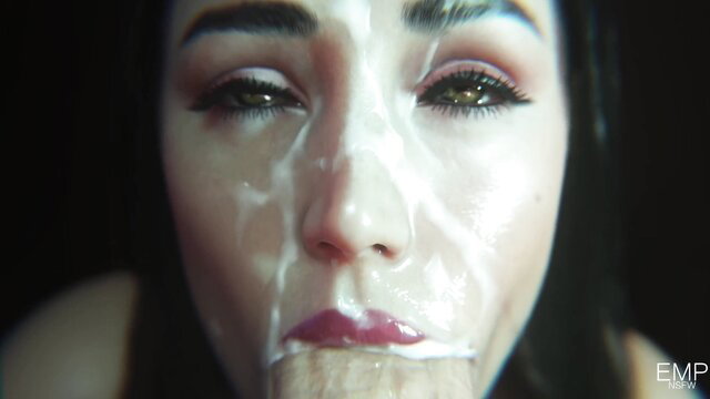 Asian ballerina with cum on face after BJ closeup