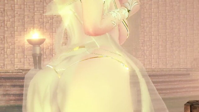 Aglaea-Smart in sheer glowing lingerie, big ass view from behind