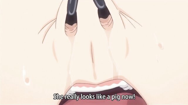 Anime princess knight with pig nose humiliated by bandits in JAV hentai