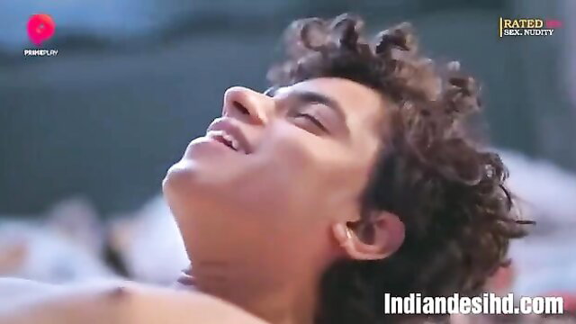 Curly-haired Indian guy in ecstasy, Fruit Juice hot web series