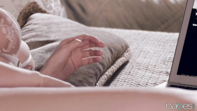 Mary Moody in sexy lace lingerie on bed, Babes The Sessions