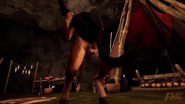 Foxmccloud287 as Tali fucked doggystyle by huge cock in wildlife cave