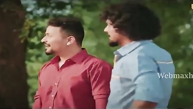 Two young Indian men in shirts chatting outdoors in Ek Deewana Tha Ullu web series