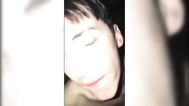 Closeup of young twink's face sucking cock in amateur gay blowjob compilation