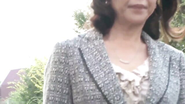 Nobuko Odawara mature Japanese housewife in gray tweed blazer