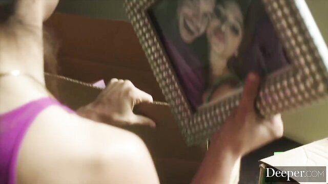 Abella Danger holds framed photo in sexy pink top, big ass brunette