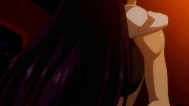 Hentai girl in white shirt with long black hair in intense fight scene