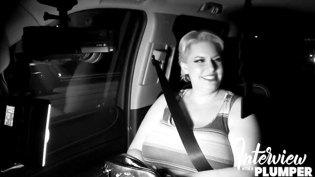 MILF BBW Tiffany Blake smiling in car BTS interview Plumper Pass
