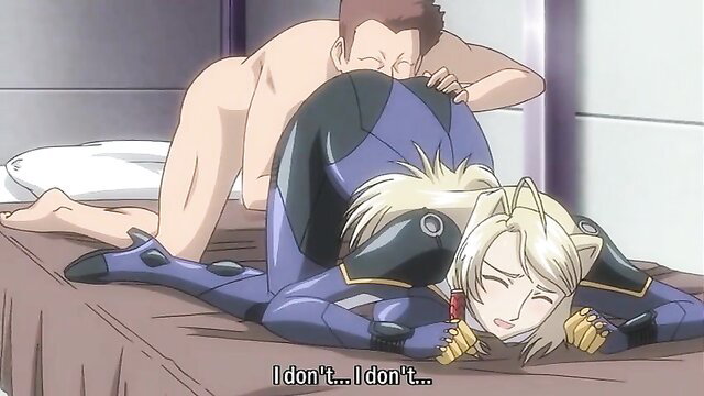 Blonde hentai girl in tight bodysuit fucked doggystyle from Soukou Kijo Iris 2