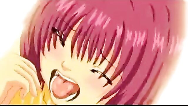 Pink-haired hentai anime girl ahegao face laughing in ecstasy orgasm