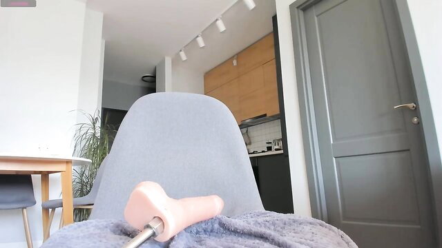 Yours_mey Asian model toys pussy on chair in solo masturbation vid