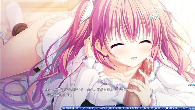 Hiyori Shirakawa pink-haired anime girl sucking dildo in lingerie JAV scene