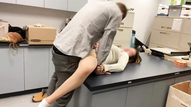 Office worker fucking hot mistress on desk at work