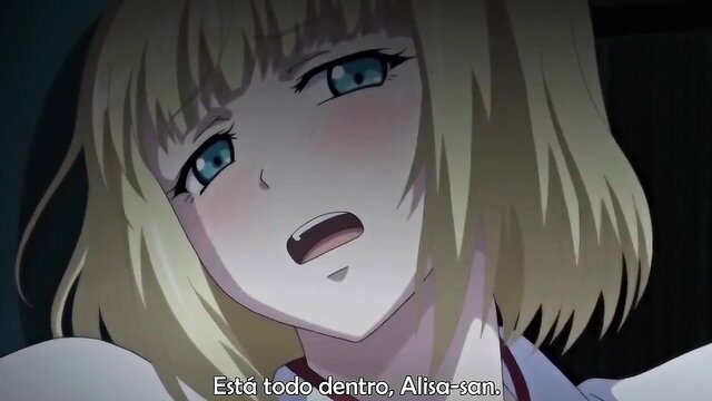 Blonde hentai girl with big tits ahegao face, creampie inside Alice-san
