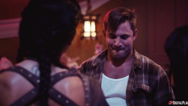 Brunette with braids and tattoos flirts with handsome man in Deadly Vows Episode 2