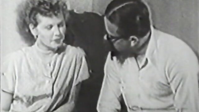 Vintage 1940s stag film Census Taker couple close-up talk