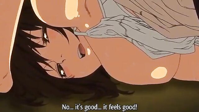 Anime manga student with huge tits moaning in pleasure, semen on chest