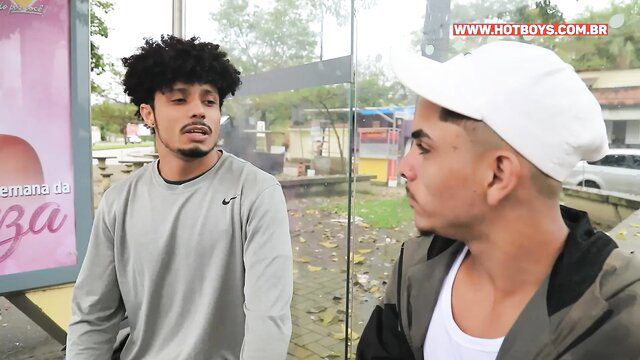 Luis Leite and Marlon Carioca bareback fun at bus stop, hot Brazilian hunks