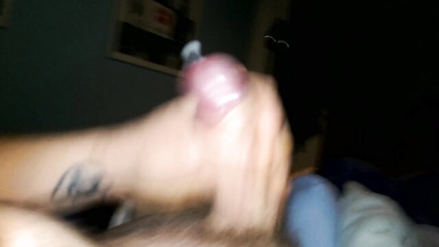 Amateur solo male jerking off closeup POV handjob