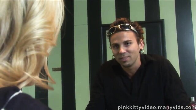 Nicole Sheridan cougar seduces spiky-haired guy closeup