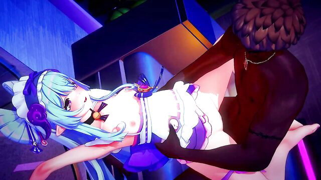 Genshin Ruixi hentai girl fucked by black guy in cyberpunk scene