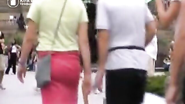 Dany diapered in public walks with man, tight red skirt, big ass