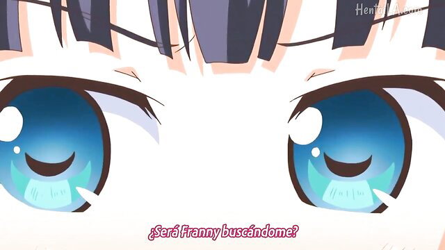 Anime hentai girl Franny blue eyes closeup seductive gaze