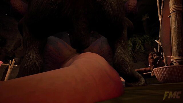 Foxmccloud287's muscular lizardman legs spread by furry beast in feral scene