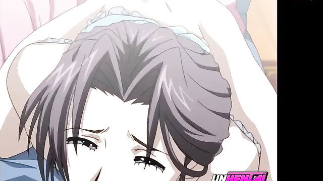 Stepmom with gray hair caught masturbating, uncensored hentai closeup