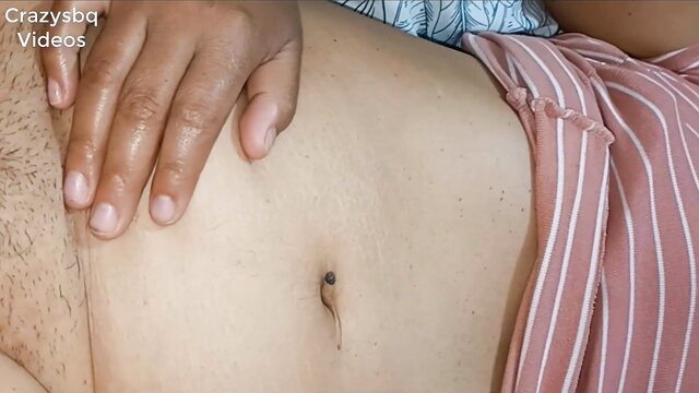 Crazysbq's black hand gropes neighbor's wifey toned belly closeup