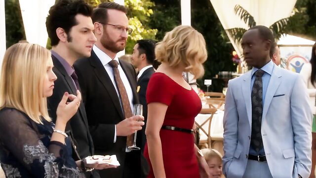 Alicia Witt in tight red dress at party, House Of Lies s04e05