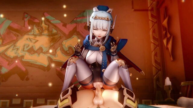 Genshin Impact Ineffa hentai sex bot rides cock in sexy lingerie